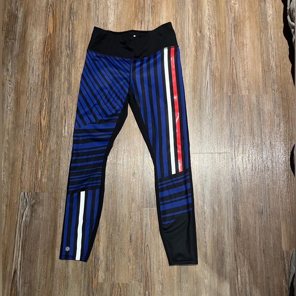 ATHLETA red,white,&blue/ black leggings size XS